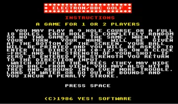 Electron-BBC Golf (1986)(Yes! Software) screen shot title